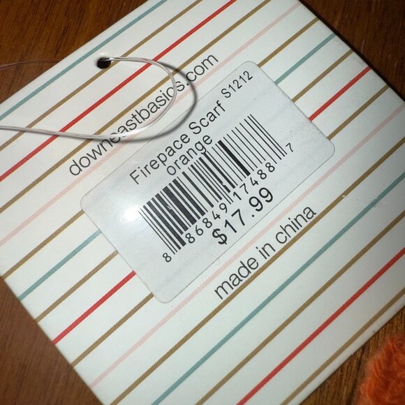 Cozy Bright Orange Knit Scarf with Pom Pom Ends - Picture 5 of 5